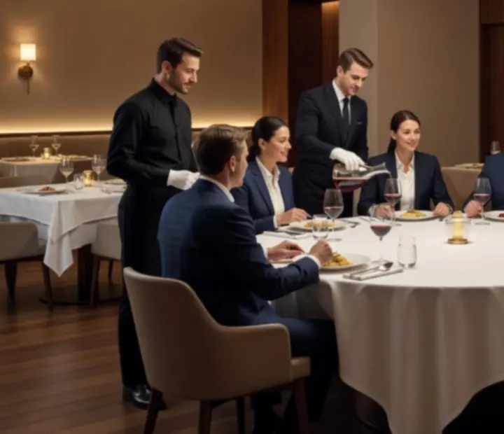 Üzleti vacsora elegáns, terített asztalnál a Grand Hall Clubban